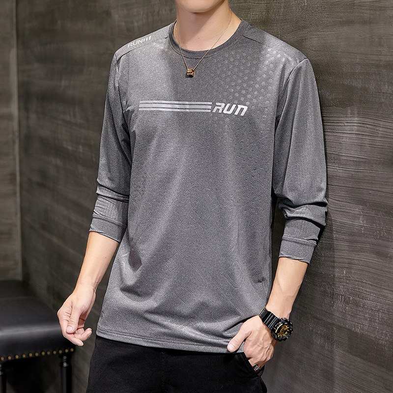 T-shirt à manches longues en soie glacée pour hommes