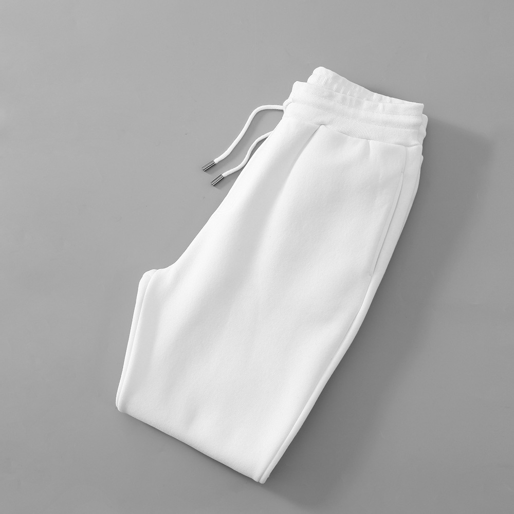 Automne/hiver plus velours à capuche couleur unie coton pantalons de survêtement hommes grande taille lâche