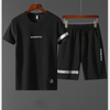 Costume de sport pour hommes, mince couverture col rond manches courtes course ample décontracté vêtements de sport à séchage rapide costume deux pièces