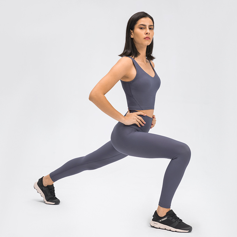 Ensembles de yoga taille haute personnalisés pour femmes Leggings sans couture 2 pièces entraînement de contrôle du ventre en cours d'exécution avec des hauts de sport