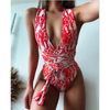 Maillot de bain sexy pour femmes Fitness personnalisé imprimé floral ensemble de bikini à dos croisé maillots de bain grande taille à lacets une pièce contrôle du ventre