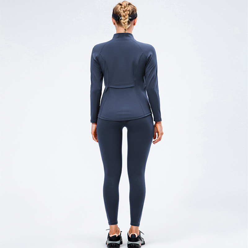 Ensembles de yoga pour femmes Hauts de sport 2 pièces à manches longues pour l'entraînement d'hiver Fitness Personnaliser avec des leggings sans couture avec poches